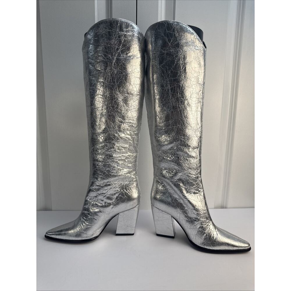 Steve Madden Women's Silver 5.5 Croft Pointed Toe Knee High Boots NWOB - Picture 6 of 16